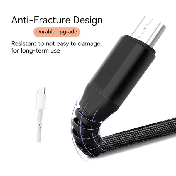 Micro USB Nylon Braided Fast Charging Cable - Black - Image 2