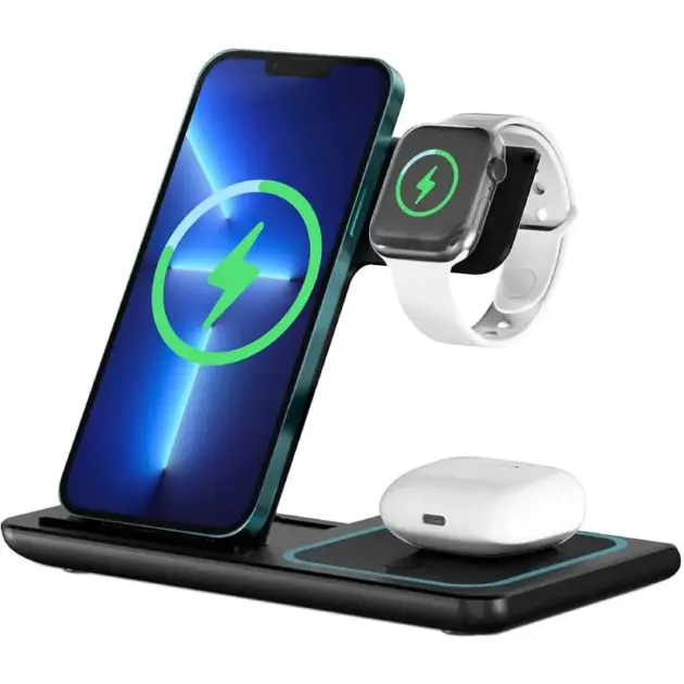 3 in 1 Fast Wireless Charging Station With 18W Power